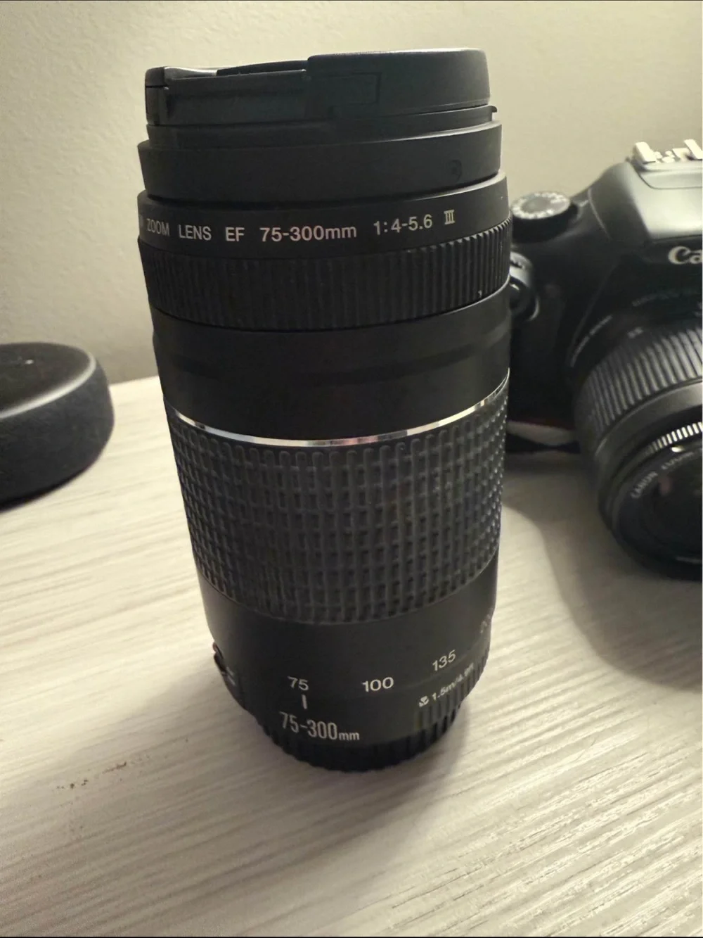 Canon Black EOS Rebel T3 18-55mm and 75-300mm Lenses